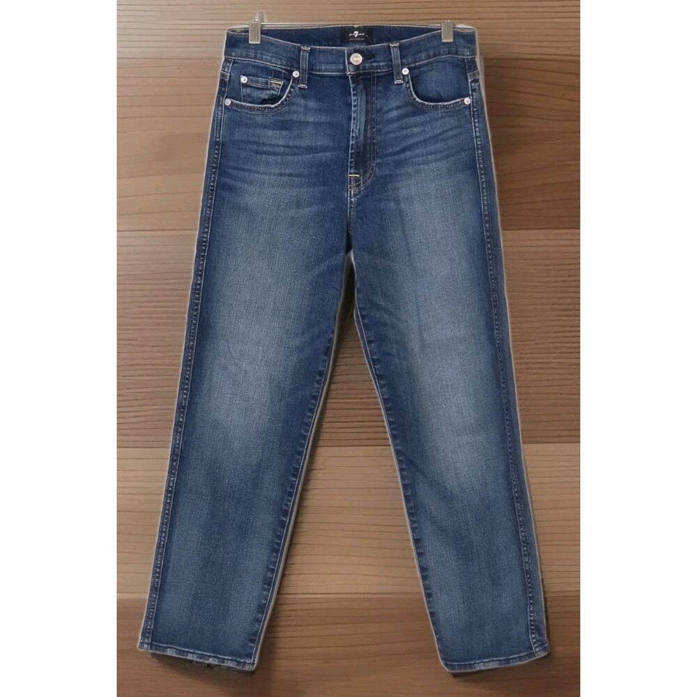 7 For All Mankind Women’s Jeans High Waist Cropped Straight Leg Denim Size 28